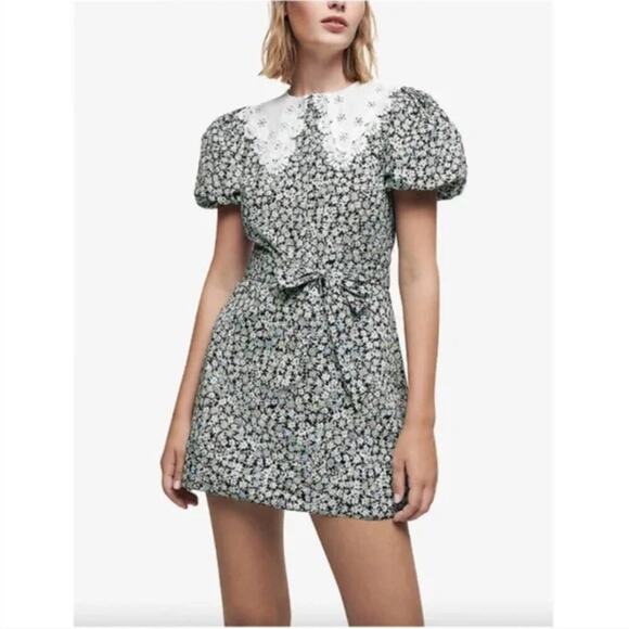Maje Ity Floral-Print Collar-Detail Cotton Playsuit Mini Dress - Picture 1 of 7